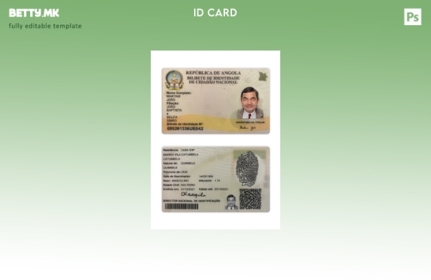 Модерен стил, сегашен шаблон за лична карта на Ангола